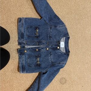 Blue Denim Jacket with Gold Accents